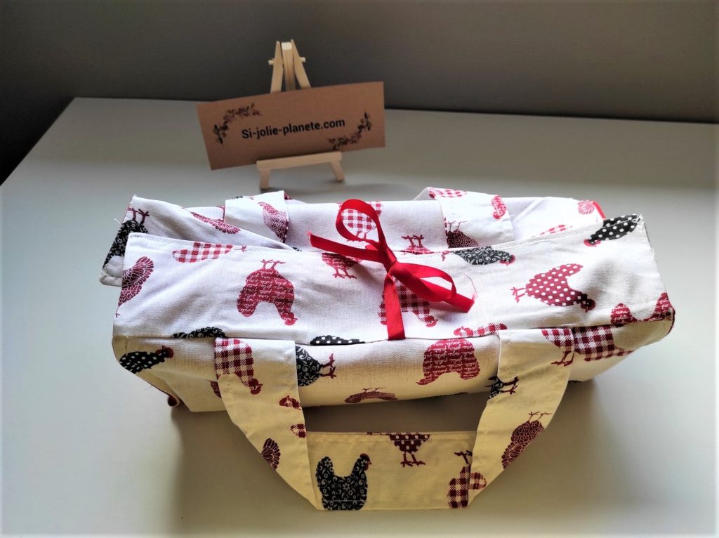 sac à cake au motif poule, cadeau surprenant poule