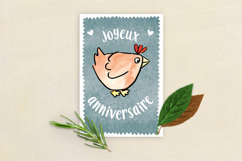 Carte anniversaire spéciale poule